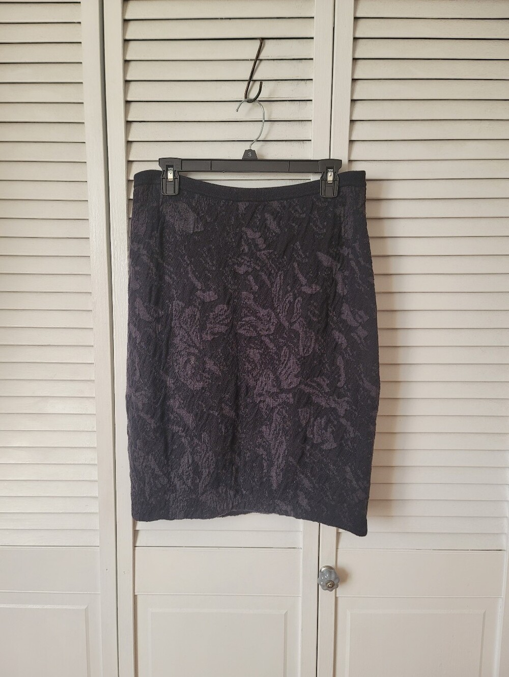 EILEEN FISHER Italian Wool Blend Jacquard Pull On Skirt, Size M